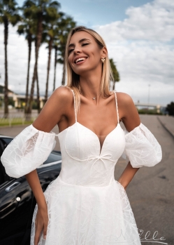 Свадебное платье с блеском а-силуэт 